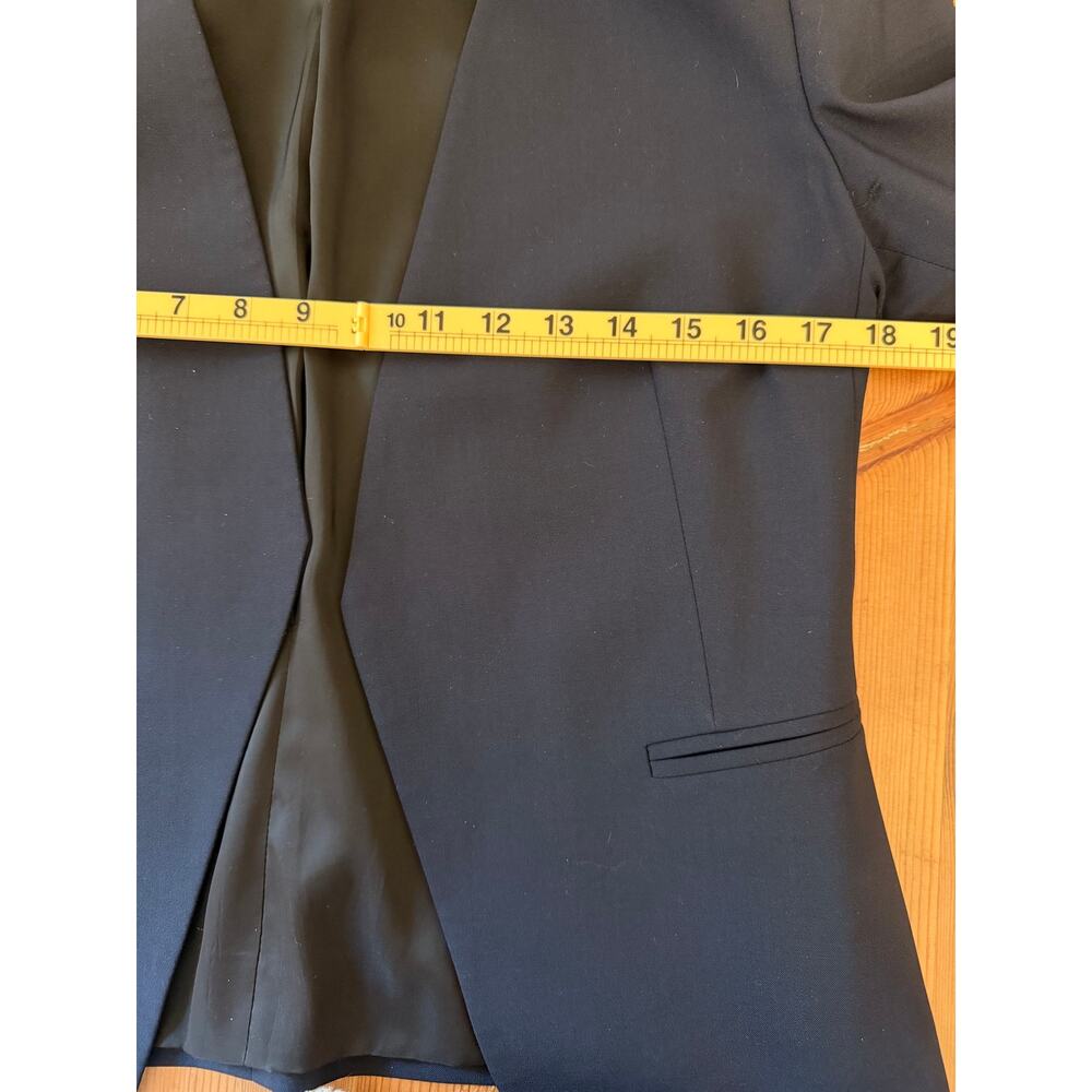 Theory Lanai Virgin Wool Blend Open Front Blazer Navy Women's Size 10 - Picture 8 of 9